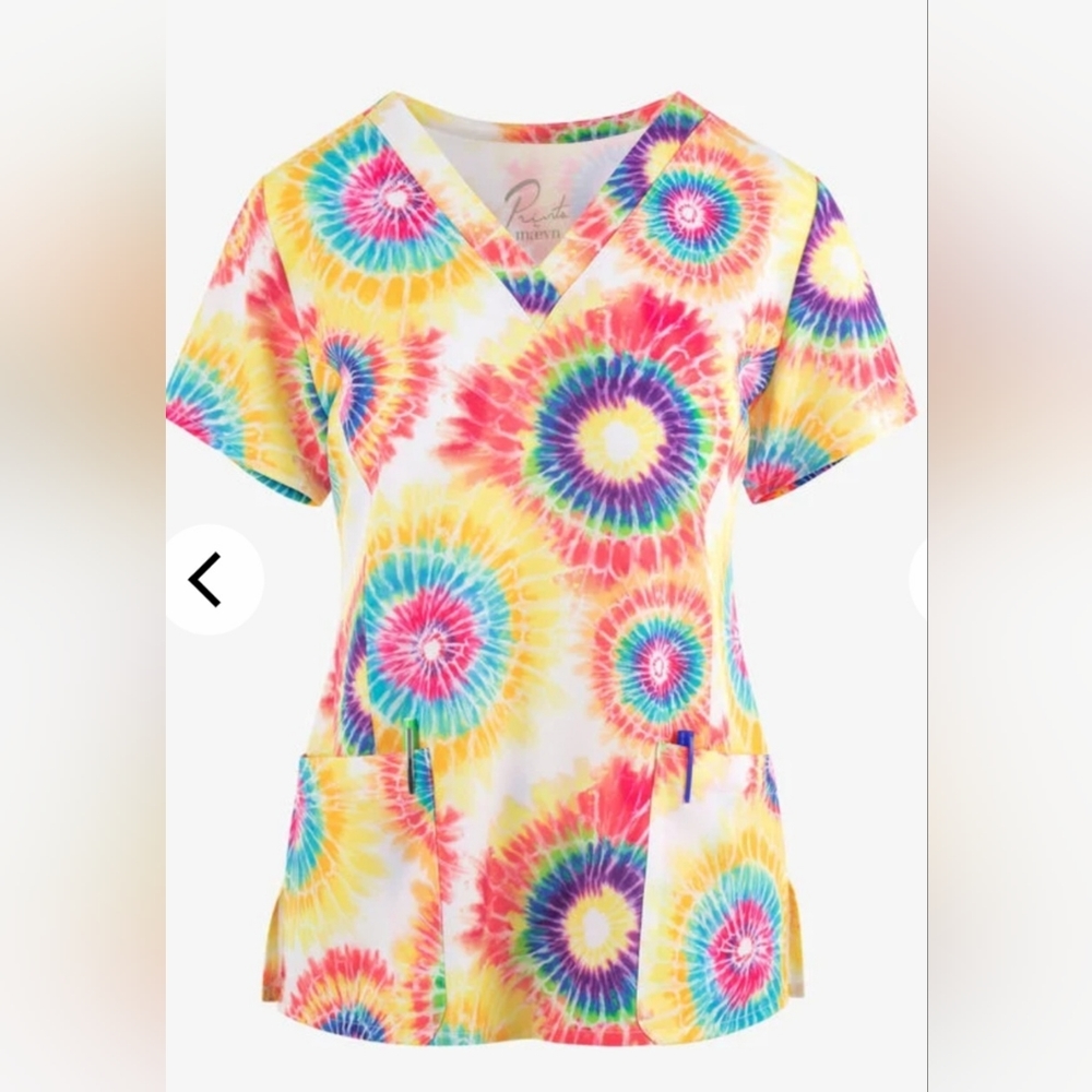 Maevn tie dye scrub top